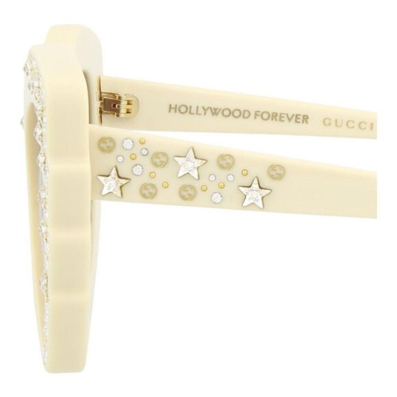 New Authentic Gucci Women’s Cat Eye Ivory Pearl Star Brown Designer Sunglasses - Picture 5 of 6